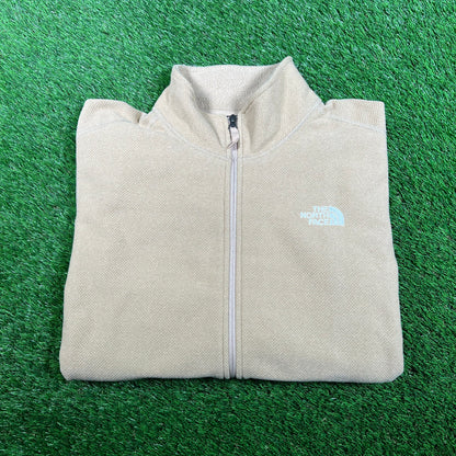 North Face Tan Fleece Zip Up Longsleeve Size XL USED v17791