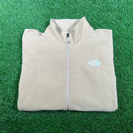 North Face Tan Fleece Zip Up Longsleeve Size XL USED v17791
