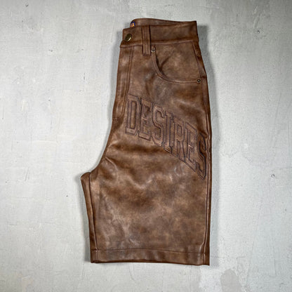 Bottega Desires Brown Leather Shorts Size 28 USED x17555