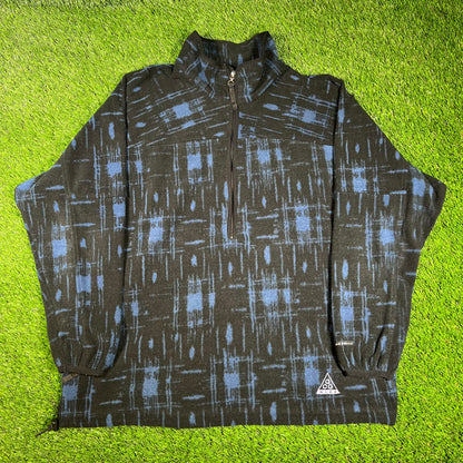 1990s Nike ACG Blue/Black Retro Print Fleece Size XL USED v16685