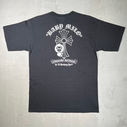 Chrome Heart Bape 2009 Baby Milo Cross Black Tee Size Large USED x15352