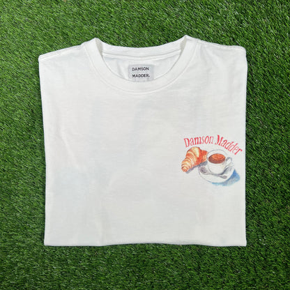Damson Madder Croissants and Coffe White Tee Size XL USED v17456