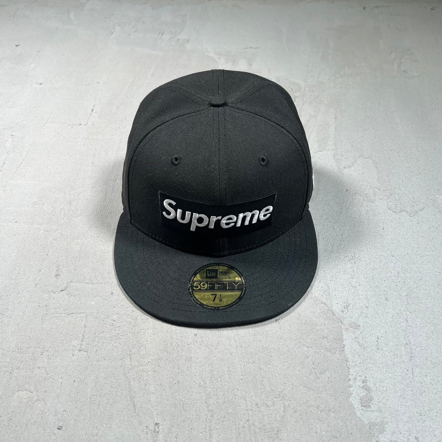 Supreme New Era Box Logo Rings Black Fitted Hat USED x17481