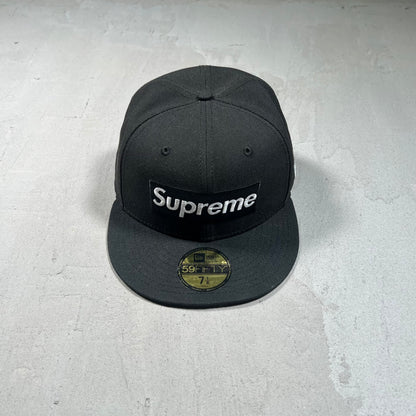Supreme New Era Box Logo Rings Black Fitted Hat USED x17481