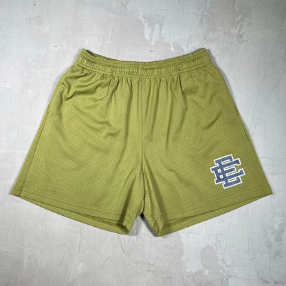 Eric Emanuel Olive/Blue Logo Mesh Shorts Size XL USED x18404