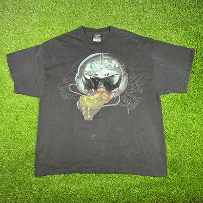 Y2K Avirex Black Fighter Pilot Tee Size XXL USED v17300