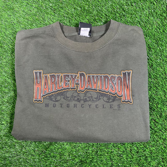 2010 Harley Davidson Lebanon NJ Olive Crewneck Size Medium USED v18226