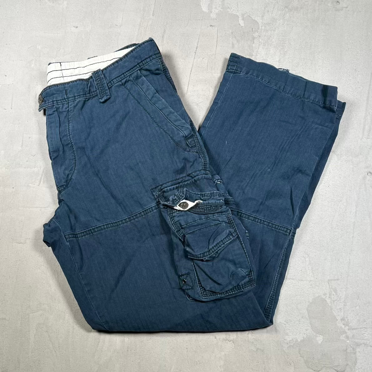 1990s Polo Ralph Lauren Navy Blue Cargo Pants Size 36x32 USED v20396
