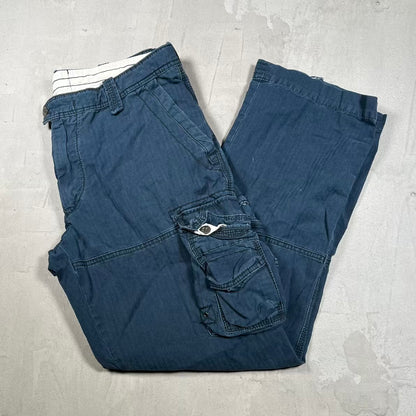 1990s Polo Ralph Lauren Navy Blue Cargo Pants Size 36x32 USED v20396