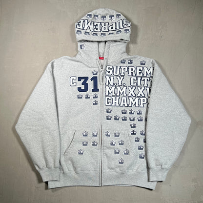 Supreme League Champs Grey Zip Up Hoodie Size Large USED x17400