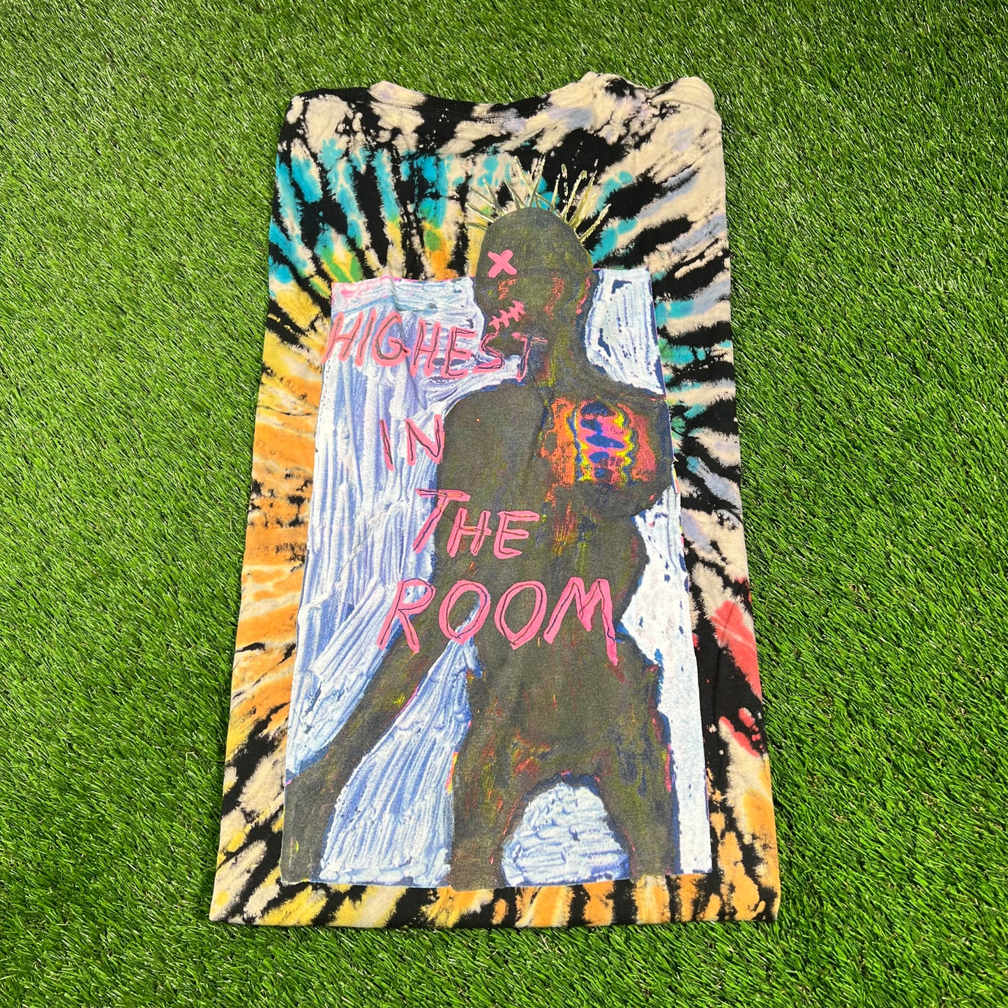 Travis Scott Cactus Jack "Highest in the Room" Tie Dye Tee Size Large USED x14499