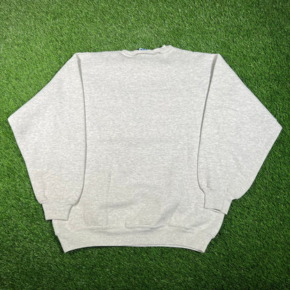 1990s Sherman College Crest Grey Crewneck Size Large USED v18115