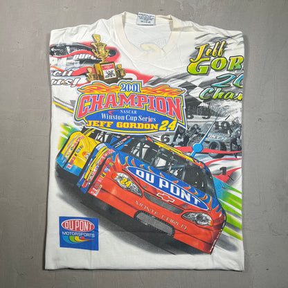 Nascar 2001 Champions Jeff Gordon All Over Print Racing Tee Size Large USED v8632