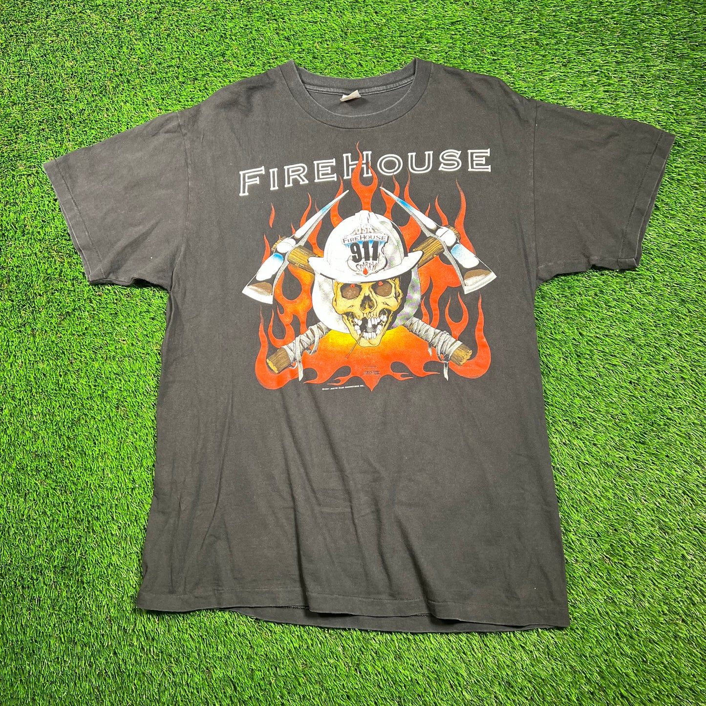 1991 FireHouse Rock World Tour Black Tee Size XL USED v18663