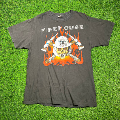 1991 FireHouse Rock World Tour Black Tee Size XL USED v18663