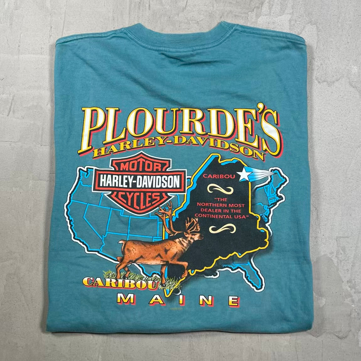 2003 Harley Davidson Teal "Caribou" Tee Size Large USED v20424