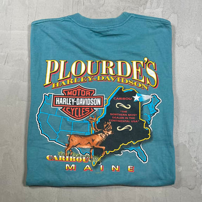 2003 Harley Davidson Teal "Caribou" Tee Size Large USED v20424