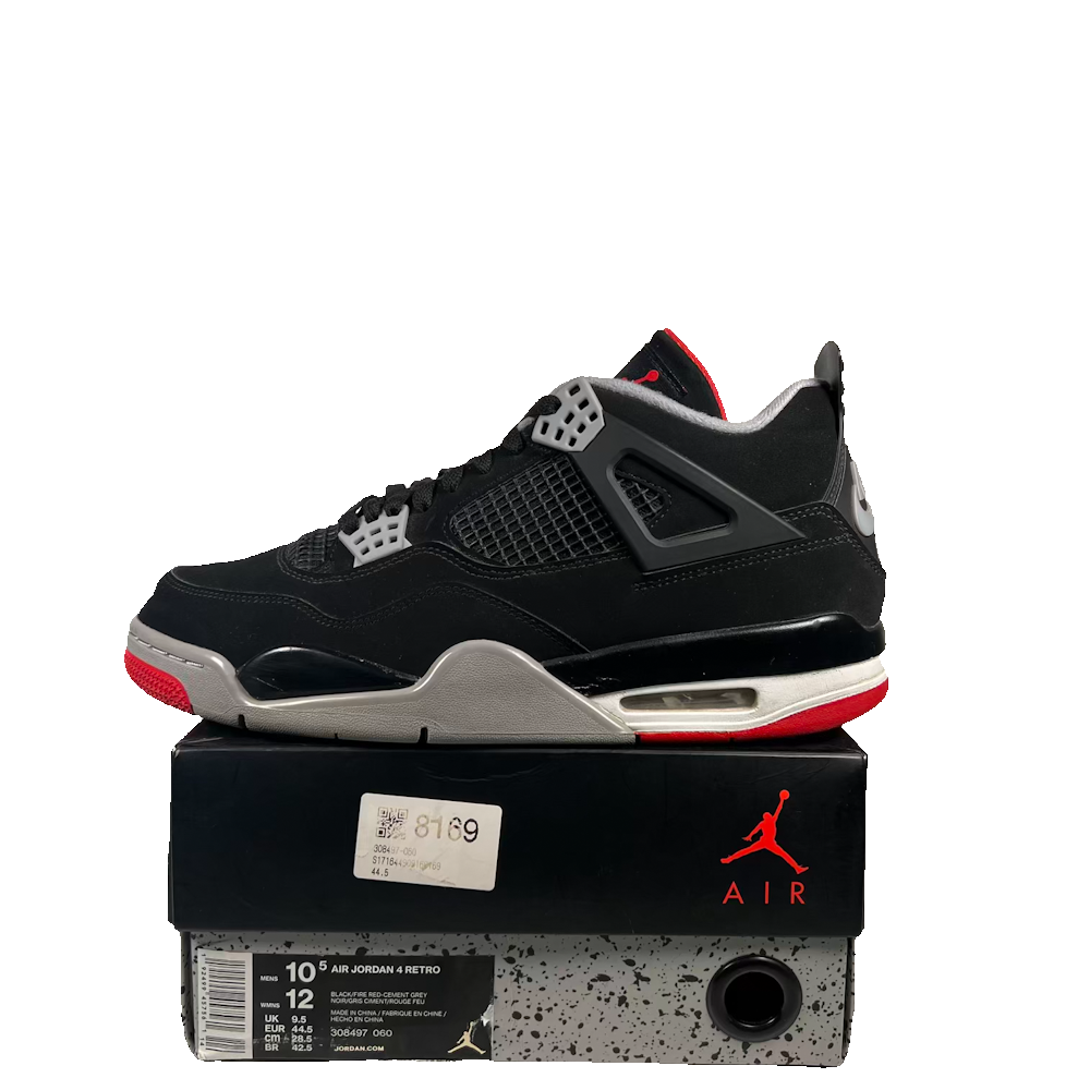 Jordan 4 Bred (2019) Size 10.5 USED s23684