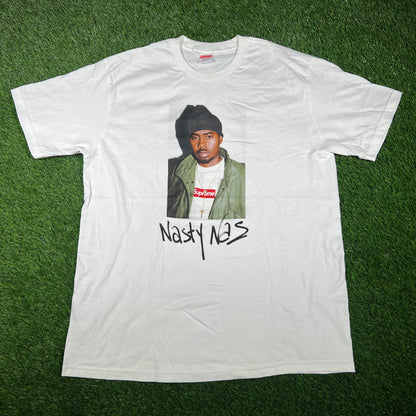 Supreme Nas 2017 Photo White Tee Size Large USED x14510