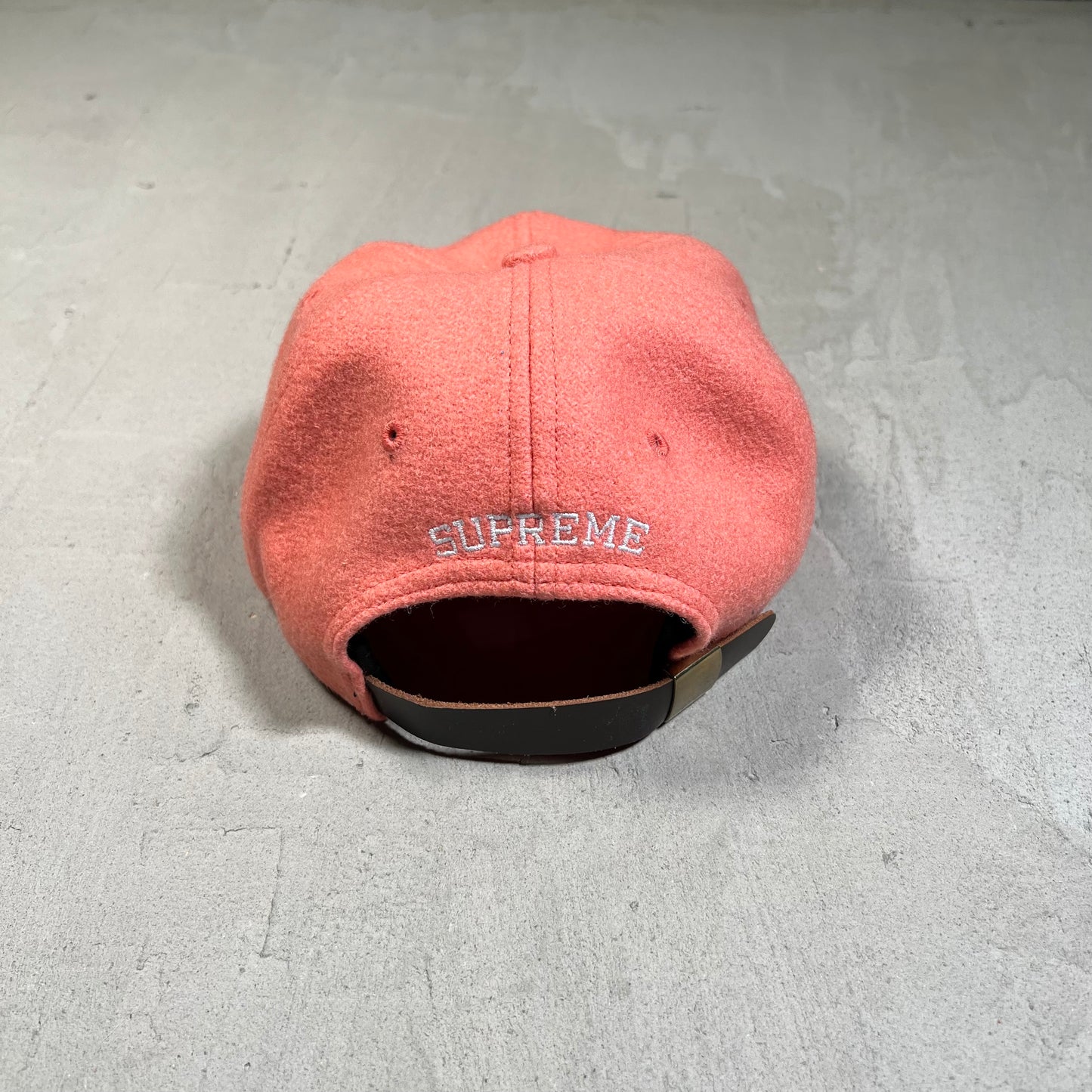 Supreme S Logo Wool Pink 6 Panel Hat USED x17623