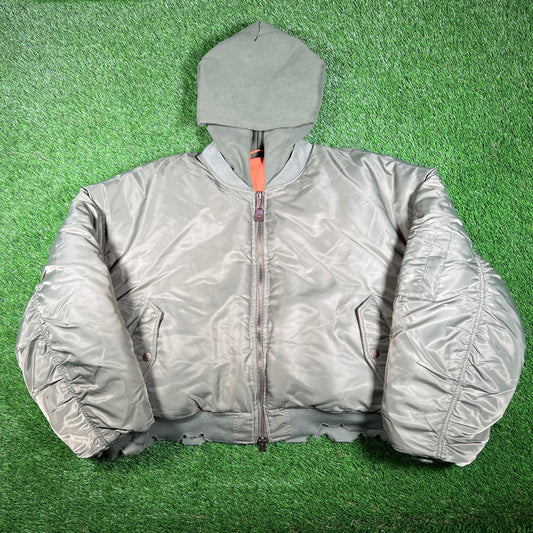 GV Gallery Olive Green Reversible Bomber Jacket Size Medium NEW x15356