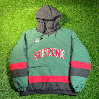 Supreme Puffy Hockey Pullover Green Hooded Jacket (2017) Size XL USED x16890