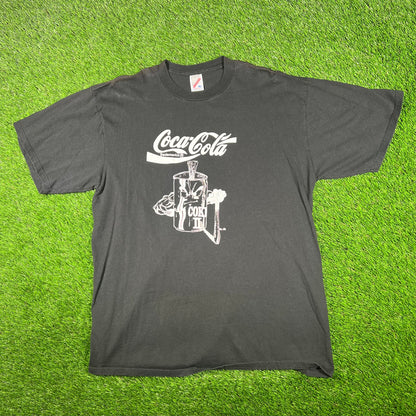 1990s Coca Cola Black Art Tee Size XL USED v17264