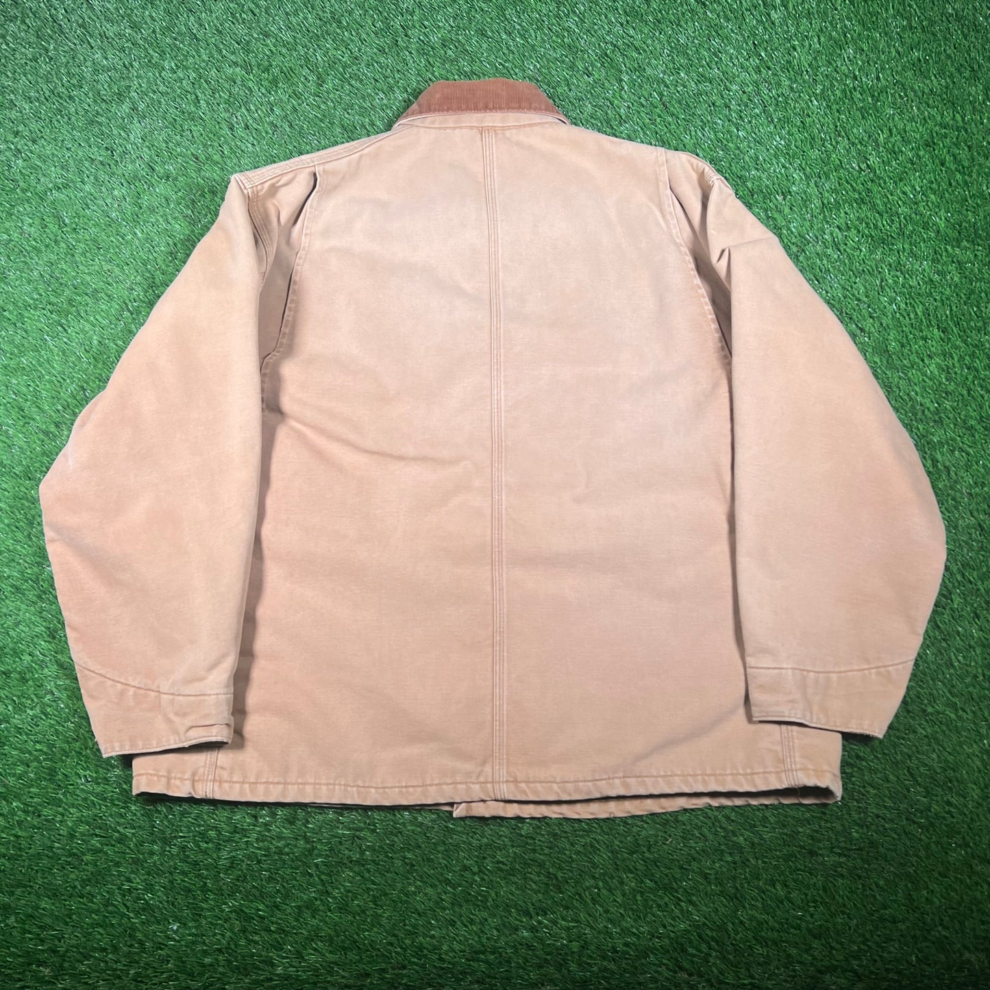 1990s Carhartt Khaki Chore Coat Size XL USED v17662
