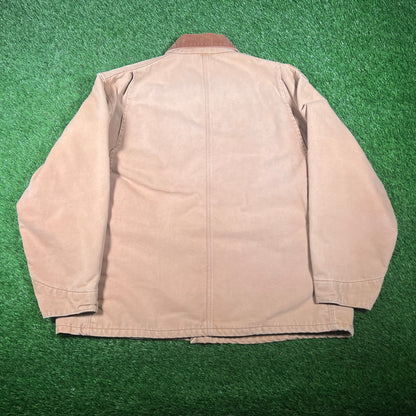 1990s Carhartt Khaki Chore Coat Size XL USED v17662