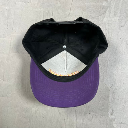 Supreme Underline 5 Panel Black/Purple Snapback Hat (2018) USED x18766