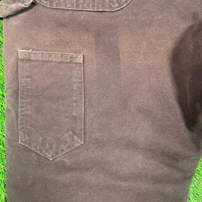 Y2K Carhartt Double Knee Half Zip Off Padded Lined Brown Pants Size 36x28 USED v18636