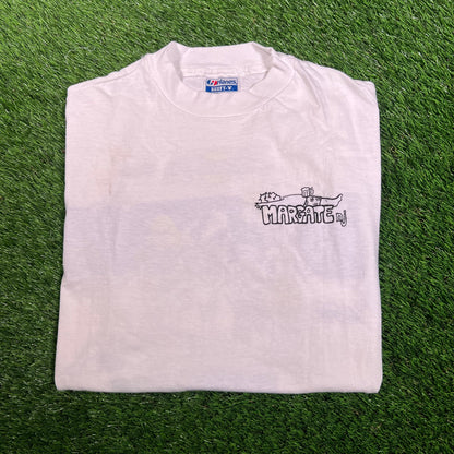 1989 Margate NJ Beach White Tee Size Large USED v18051