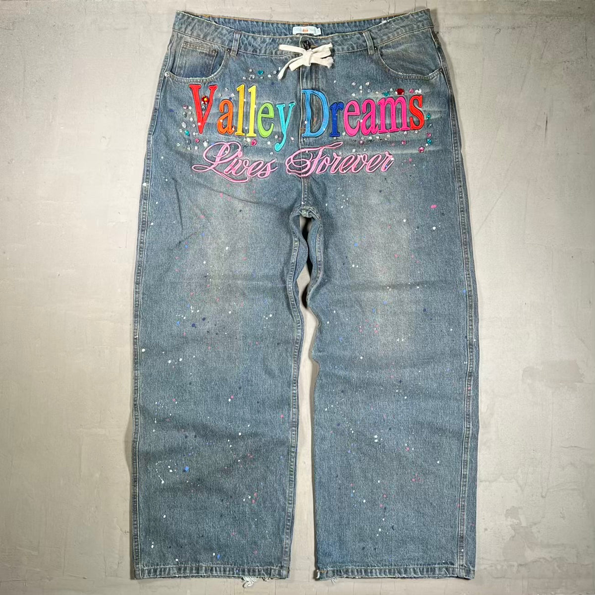 Vale Ice Cream Rhinestone Blue Jeans Size 38 USED x18966