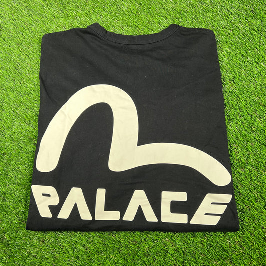 Palace x Evisu Black Tee Size Large USED x14370