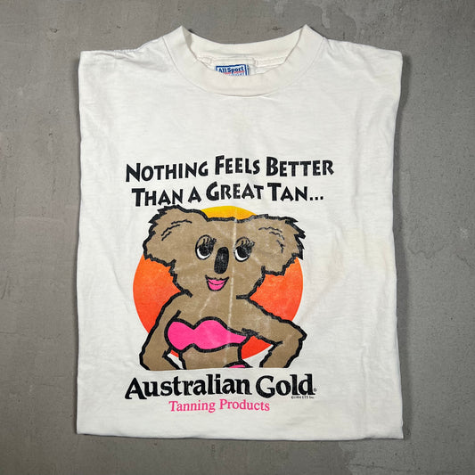 1990s Australian Gold "Sun Tan" White Tee Size Large USED v19170