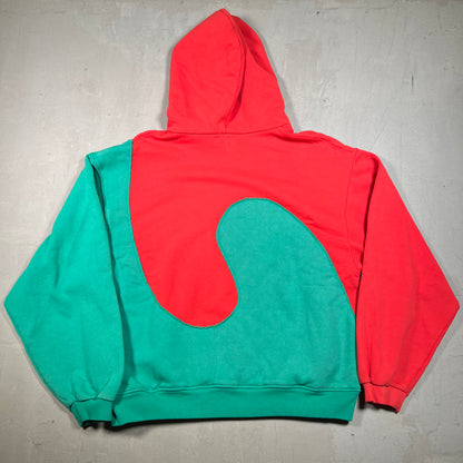 ERL Red Green Swirl Hoodie Size Large USED x17433