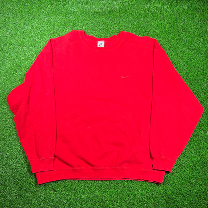 1990s Nike Red/Red Crewneck Size XL USED v18719