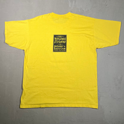 1998 Rolling Stones Bridges Babylon Tour Yellow Tee Size Large USED v16370