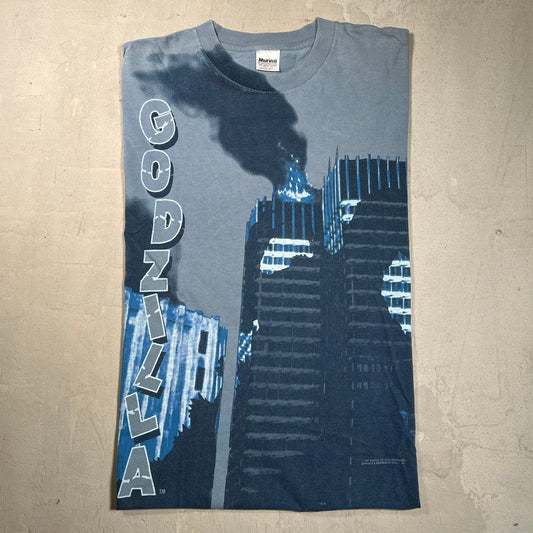 Godzilla 1997 Burning Building Tee Size Large USED v5830