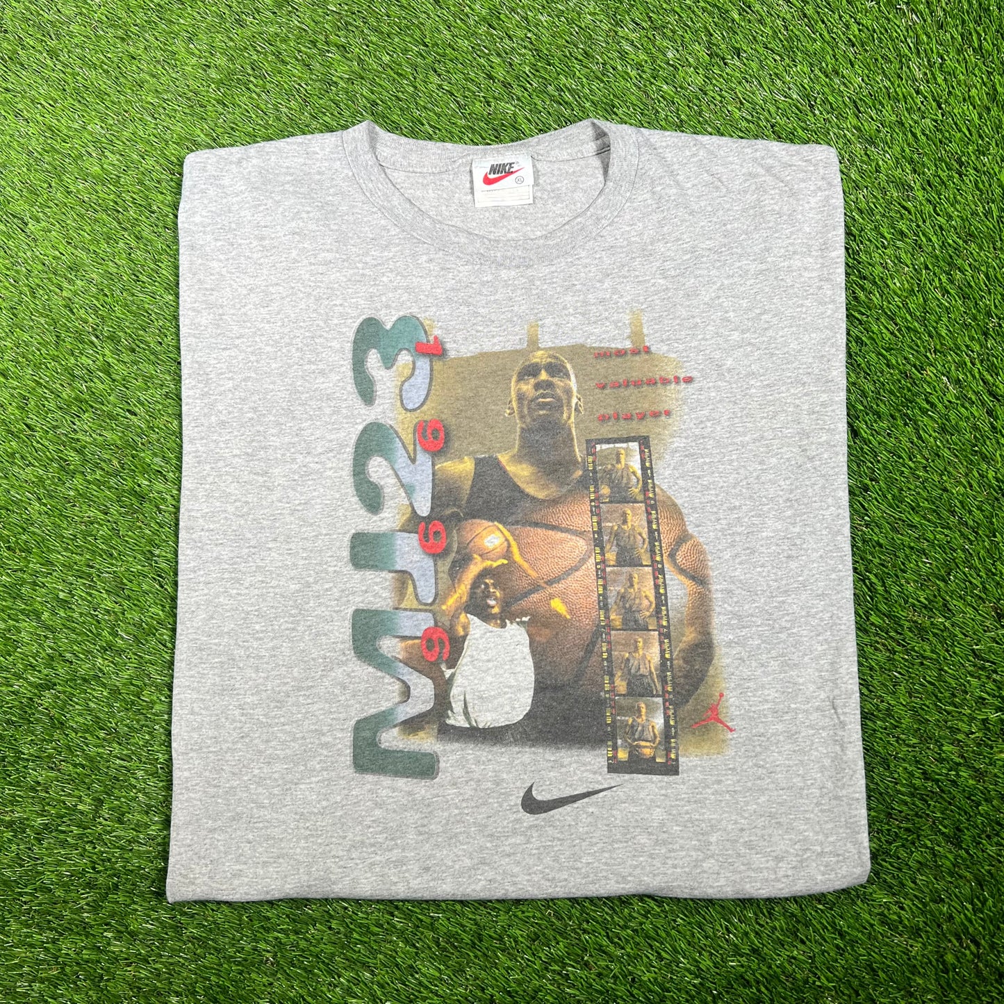 1996 Nike Jordan Film Reel Grey Tee Size XL USED v17279