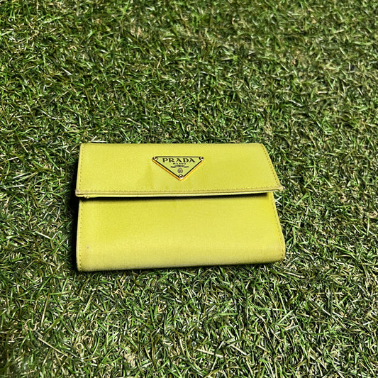 Y2K Prada Green Nylon Fold Wallet USED x13985