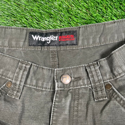 Wranglers Riggs Work Wear Dark Green Cargo Pants Size 34 USED v17690
