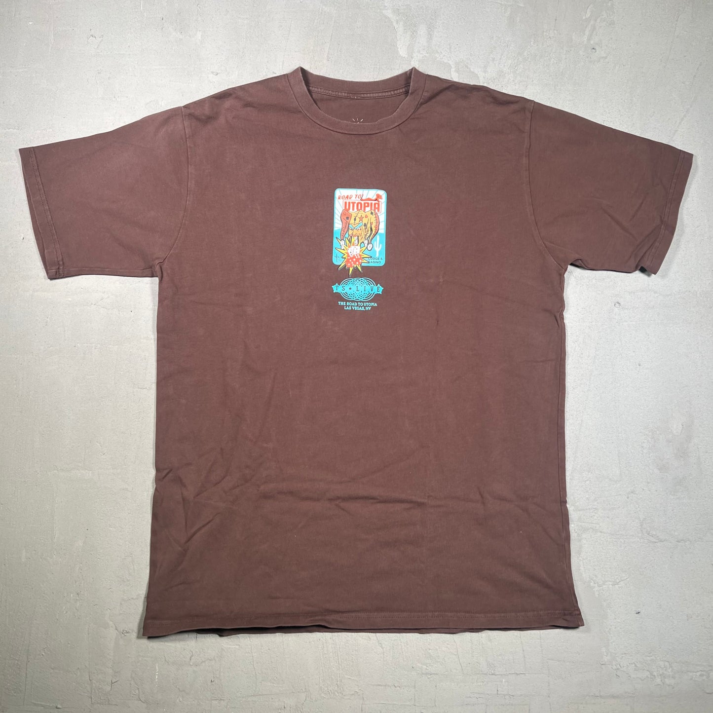 Travis Scott "Road to Utopia" Las Vegas Brown Tee Size XL USED x17352