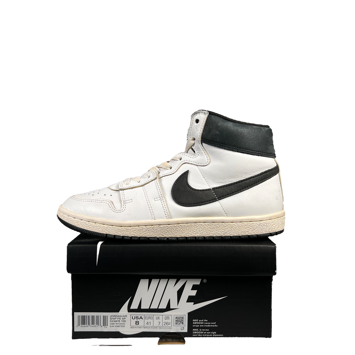 Nike Jordan Air Ship A Ma Maniere White Black (2023) Size 8 USED s21033
