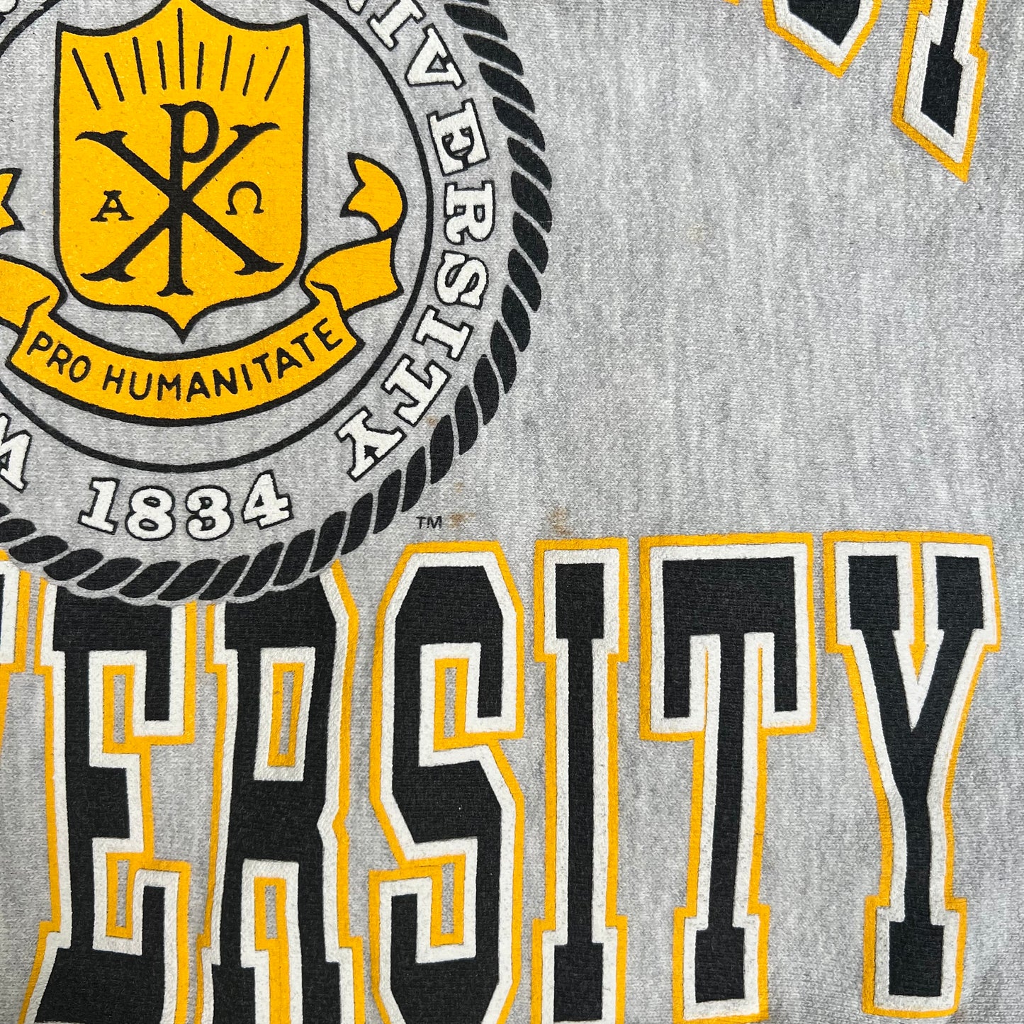 1980s Wake Forest University Crest Grey Crewneck Size Large USED v18200
