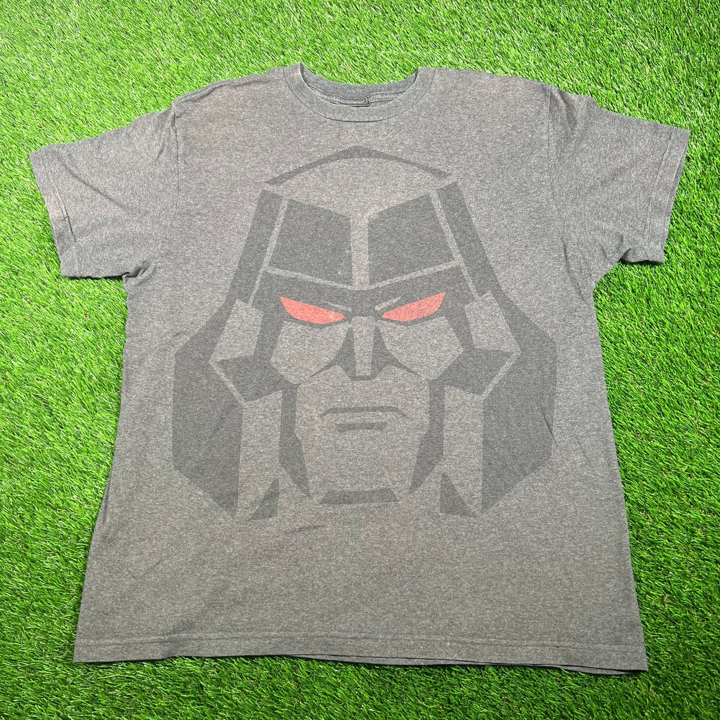 2000s Transformers Megatron Full Face Grey Tee Size XL USED v17749