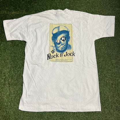 1990s MTV Rock n Jock Softball White Tee Size XL USED v16150