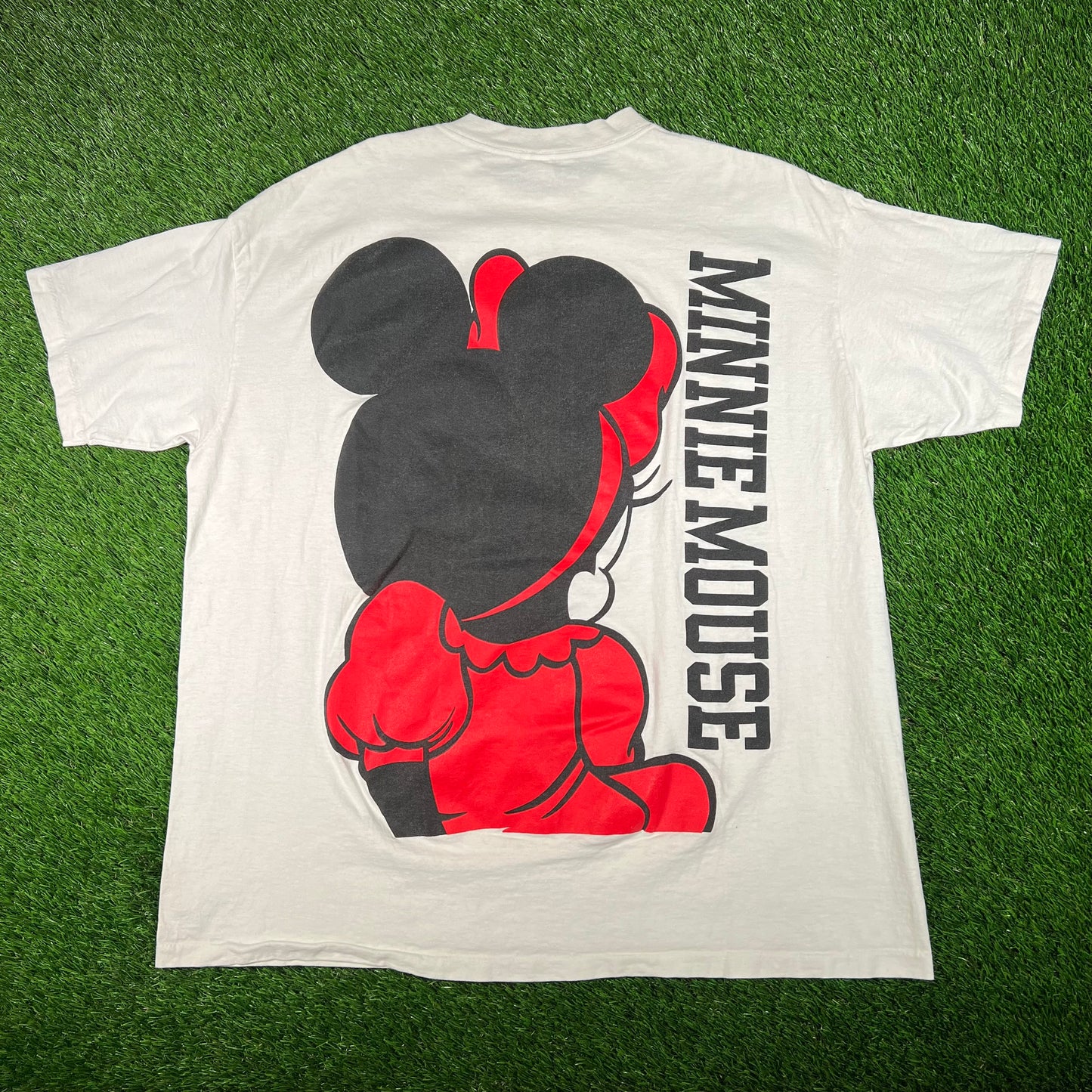 1990s Minnie Mouse White Big Face Tee Size 4XL USED v17880