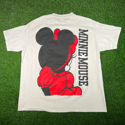 1990s Minnie Mouse White Big Face Tee Size 4XL USED v17880
