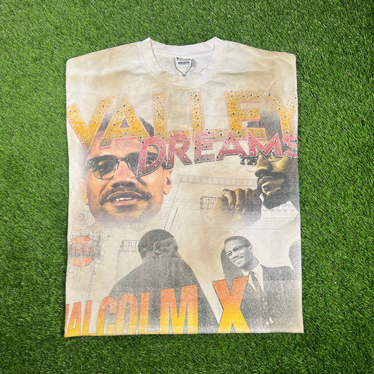 Vale Malcom X Rhinestone Cream Tee Size Medium NEW x15140